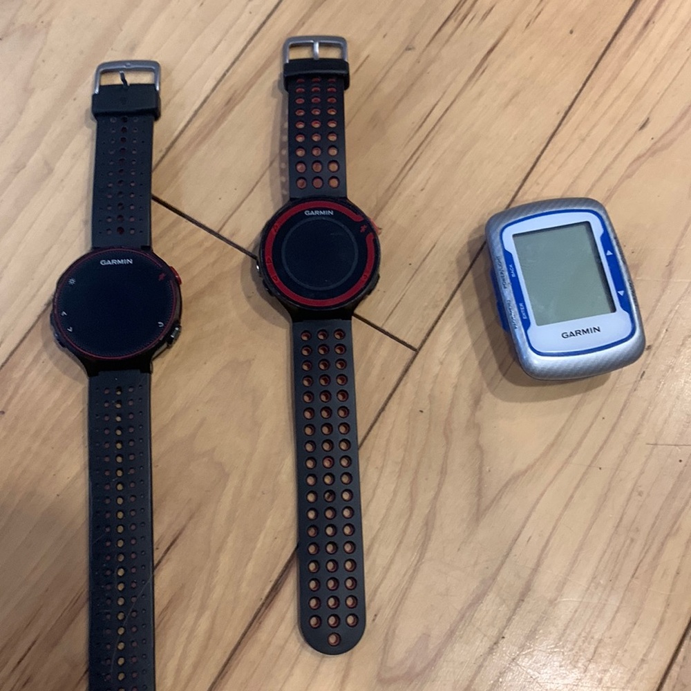 Garmin forerunner 235 and 220 watches. Garmin edge 500 bike computer